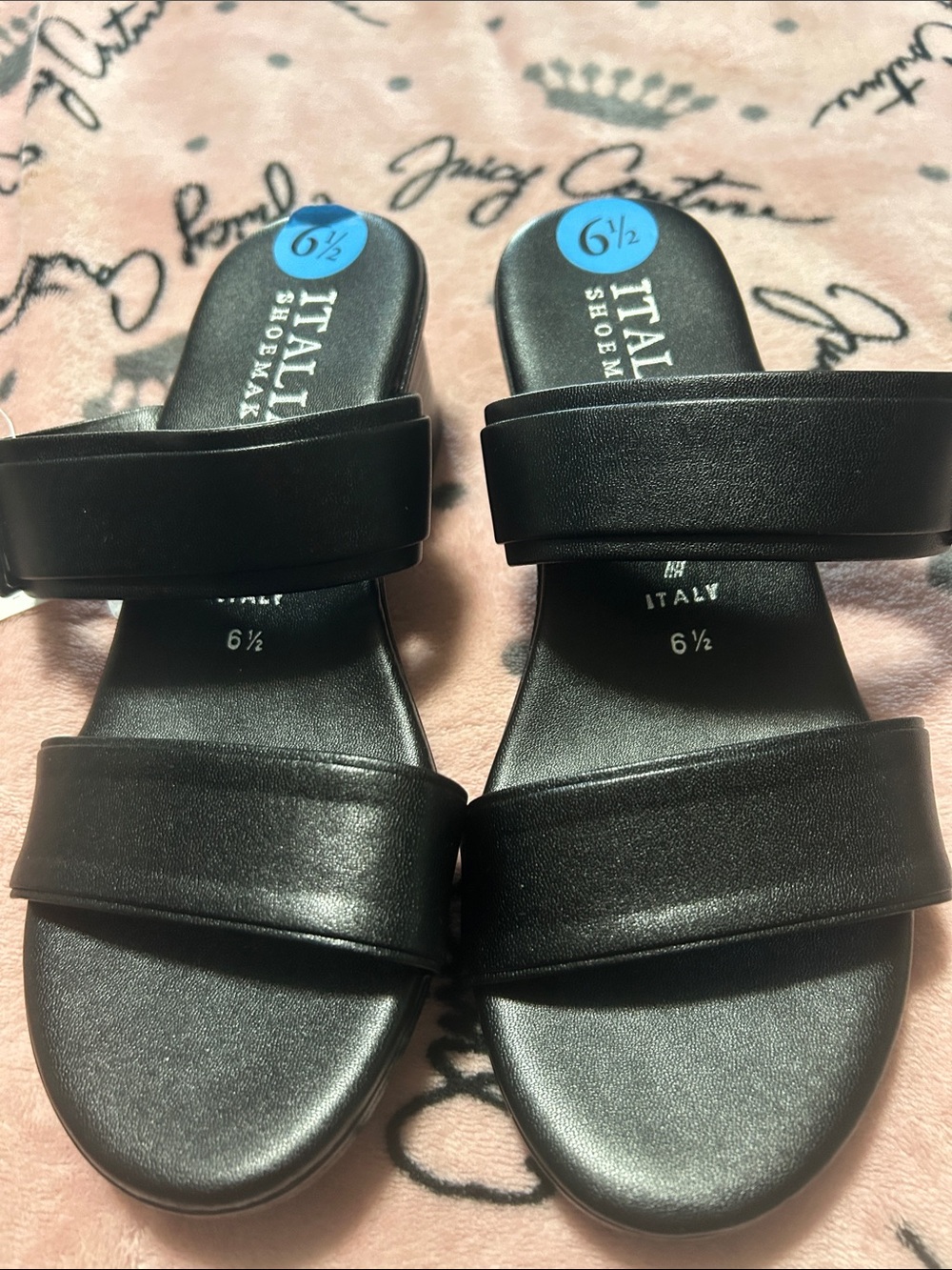 Italian Shoemakers Black Double-Strap Slide Sandals